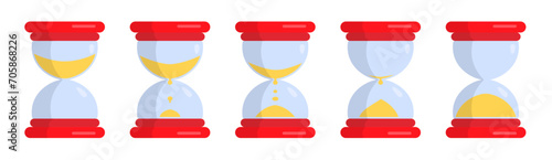 A set of hourglasses that symbolize waiting or loading. Vector sandglass