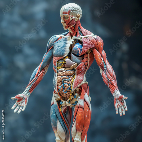 Anatomy of the Human Body with muscles, organs, nerves