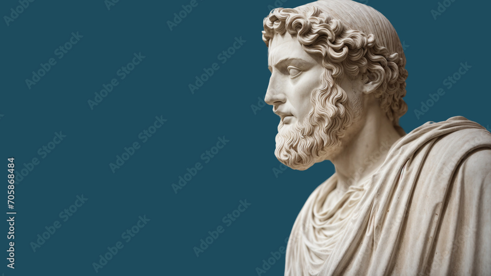 Stoicism: A Modern Renaissance of Philosophical Contemplation, Thought, and Ancient Greek Statue History, Stoic Copy Space Stoicism: A Modern Renaissance of Philosophical Contemplation, Thought, and Ancient Greek Statue History, Stoic Copy Space