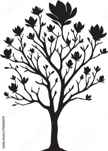 Tree silhouette editable vector illustration for logo icon isolated over white background
