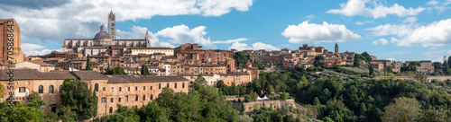 Panoramic view of the historic city of Siena and its cathedral