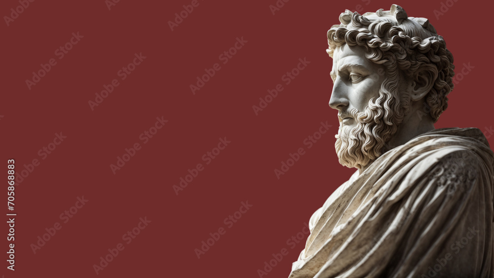 Fototapeta premium Stoicism: A Modern Renaissance of Philosophical Contemplation, Thought, and Ancient Greek Statue History, Stoic Copy Space