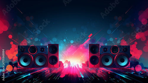 abstract music background with speakers  Ai generated image.