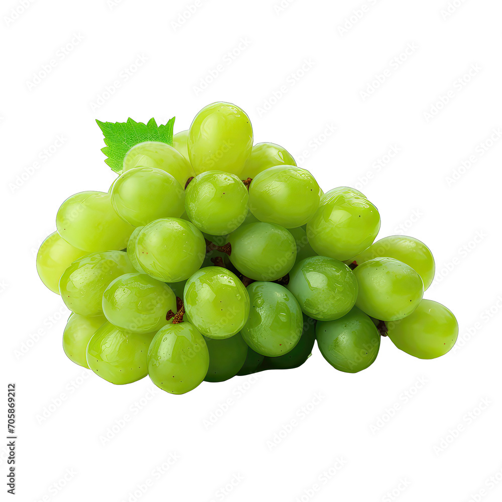 green Grapes - fruits and ingredients for wine processing on transparent background