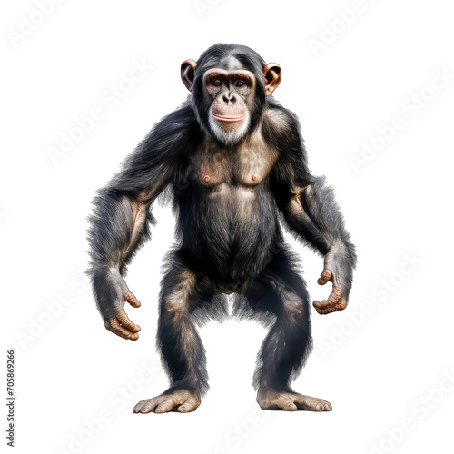 Huge chimpanzee standing on two legs - primates on transparent background © minhnhat