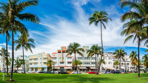 Miami Beach, Florida, USA Cityscape with art deco buildings on Ocean Drive © SeanPavonePhoto