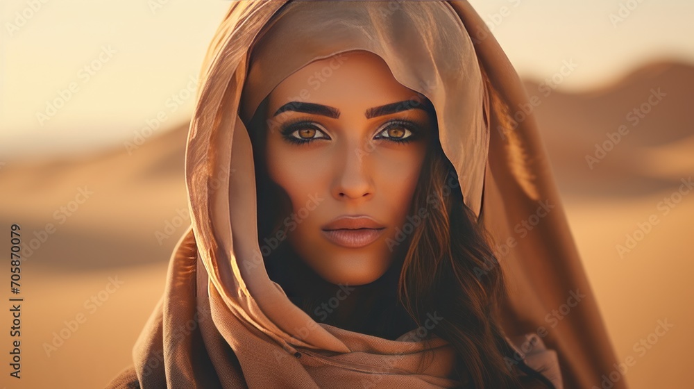The charm of the gaze of a beautiful Arab woman AI generated image The charm of the gaze of a beautiful Arab woman AI generated image