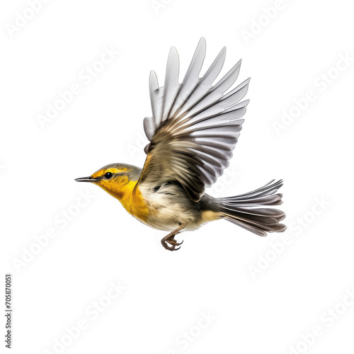 Warbler flying - migratory birds on transparent background