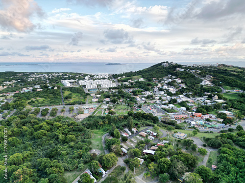 Bild auf Leinwand aerial view of fajardo, puerto rico (coastal town on tropical caribbean island)