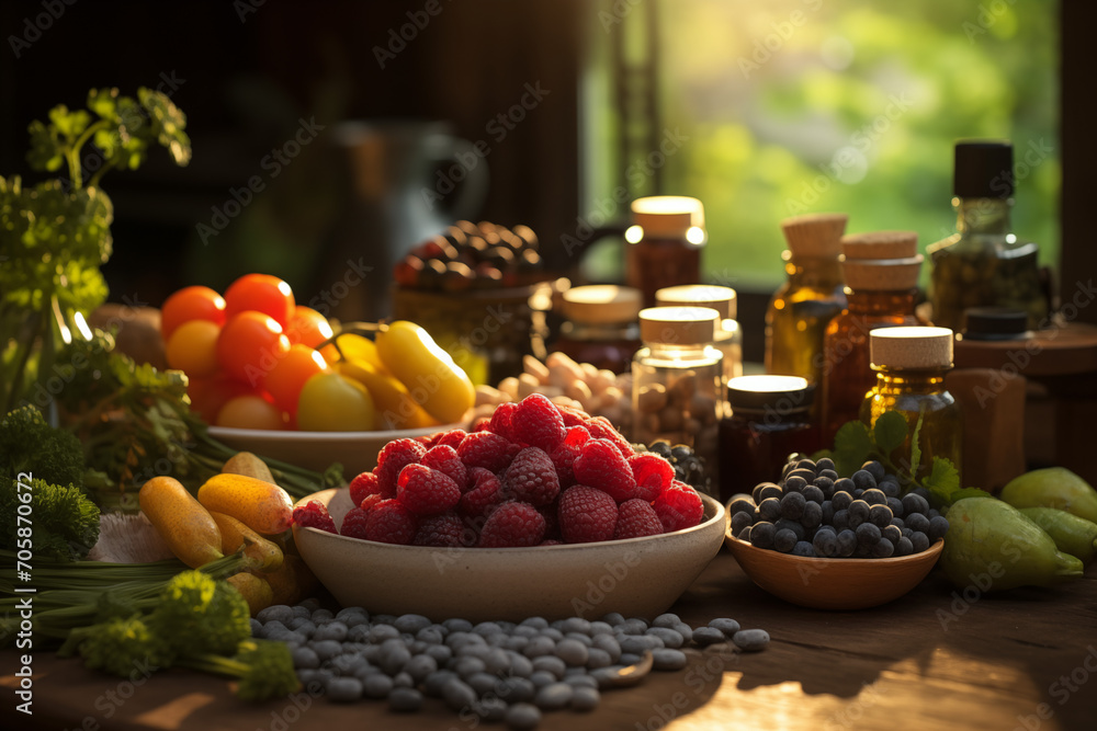Fruits and vegetables on a table. Assortment of healthy food. Eat healthy. Be healthy with food. Diet. Agriculture foods.