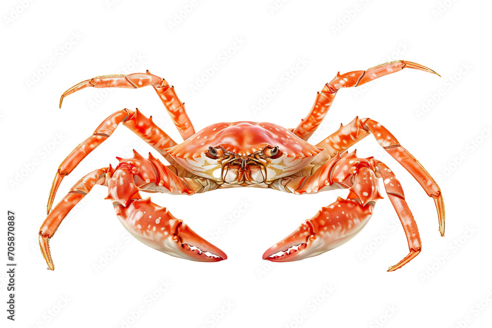 delicious boiled king crab on a white background, PNG file.