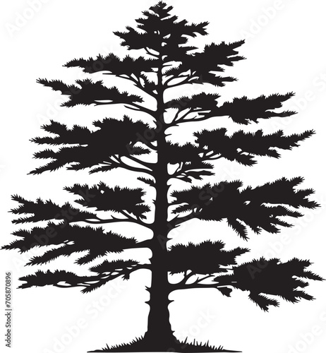 Tree silhouette editable vector illustration for logo icon isolated over white background