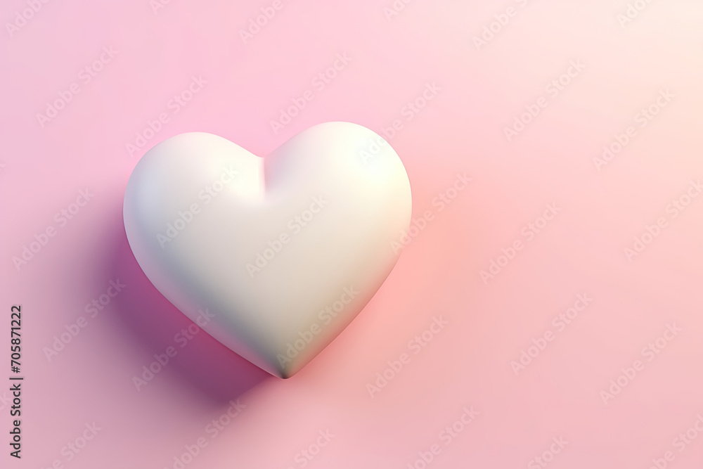 3D Hearts Glowing Love, Valentine's Day Background with Pink Heart