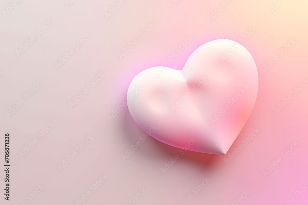 3D Hearts Glowing Love, Valentine's Day Background with Pink Heart