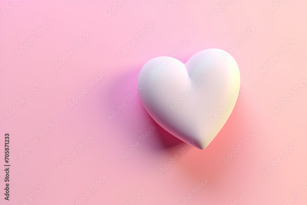 3D Hearts Glowing Love, Valentine's Day Background with Pink Heart