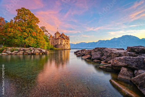 Chillon Castle on Lake Geneva, Switzerland photo
