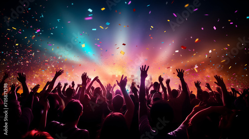 Celebration, concert, party, stage, club, event, night, festival, nightclub, show. night club on the stage has smoke and fire, now for concert festival. Ai generated Image.