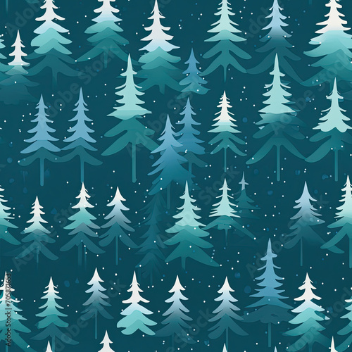Enchanted Forest under the Northern Lights, Dreamy Colorful Forest Painting, Seamless Pattern Images