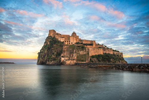 Ischia, Italy with Aragonese Castle in the Mediterranean photo