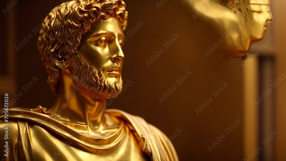 Gold Stoic Figure: Forged in Resilience and Philosophical Strength, Stoicism, Generative Al