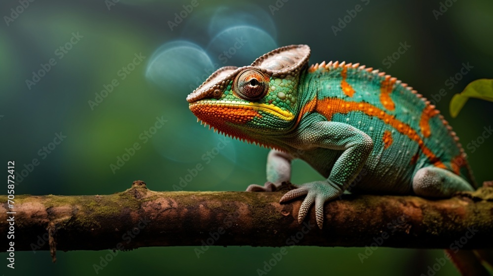 Obraz premium A close-up of a chameleon changing colors