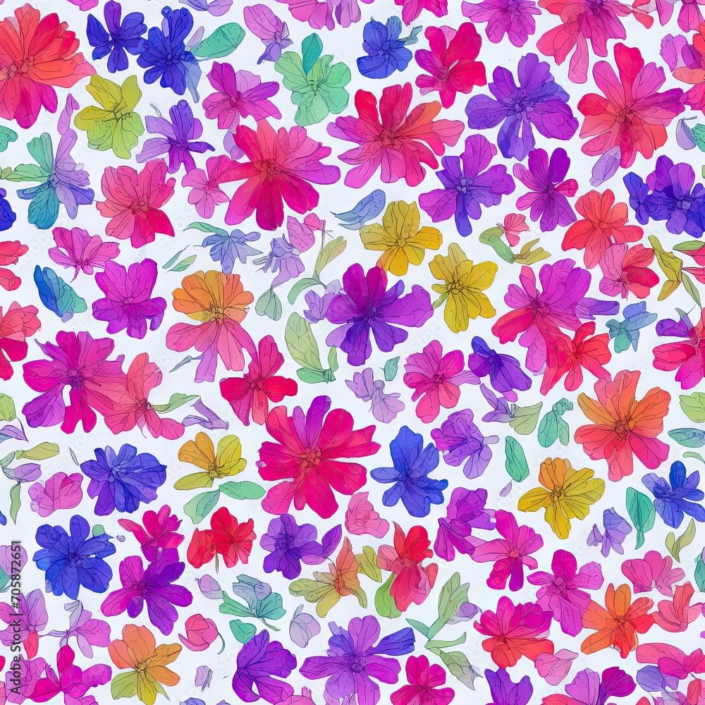 Flowers. Abstract seamless pattern. AI generated. Flowers. Abstract seamless pattern. AI generated.