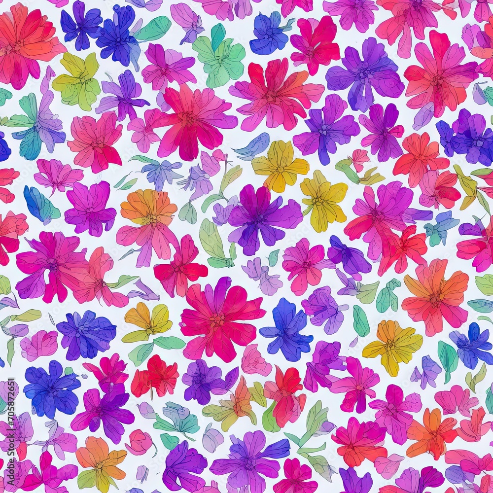 Flowers. Abstract seamless pattern. AI generated.