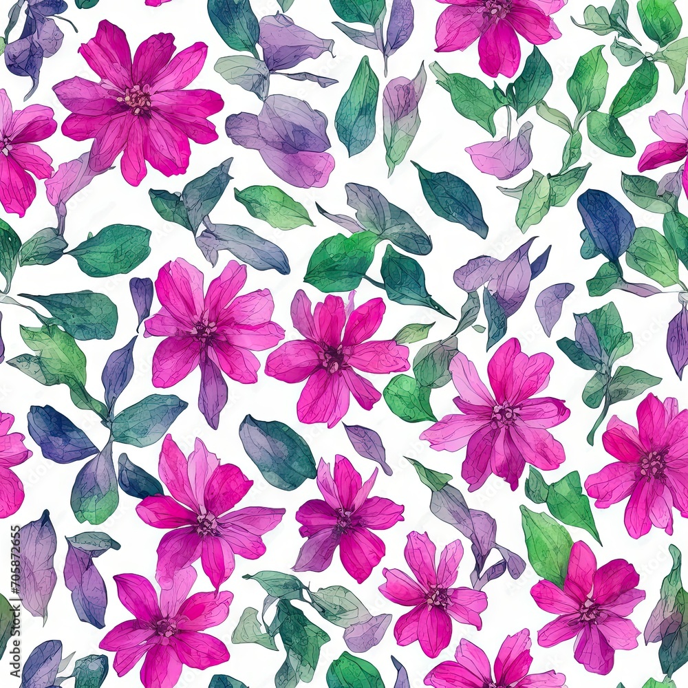 Flowers. Abstract seamless pattern. AI generated. Flowers. Abstract seamless pattern. AI generated.