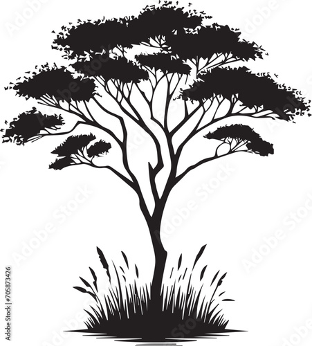 Tree silhouette editable vector illustration for logo icon isolated over white background