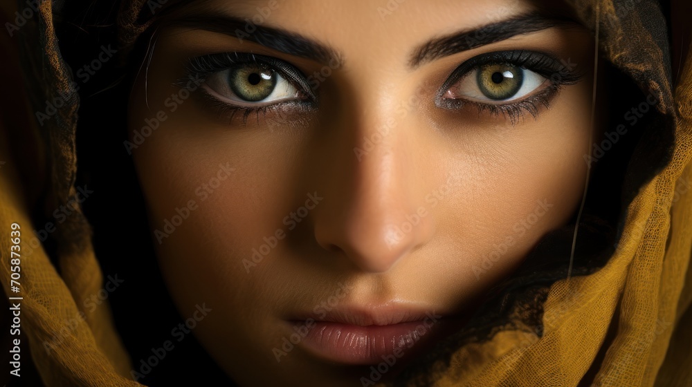 Sharp gaze of beautiful Arab woman AI generated image Sharp gaze of beautiful Arab woman AI generated image
