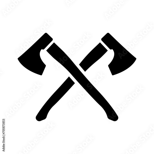 Large crossed axes icon. Black silhouette. Front side view. Vector simple flat graphic illustration. Isolated object on a white background. Isolate.