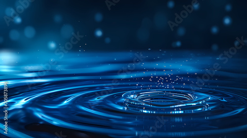 A futuristic banner with water rings and ripples on a dark blue background photo