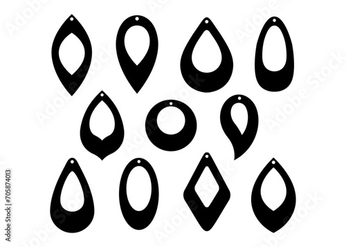 Earrings With Holes collection. craft jewelry templates. set of silhouette. 