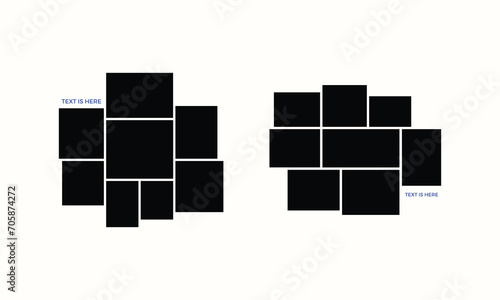 Photo collage frame vector, set of photo collages, family photo collage layout