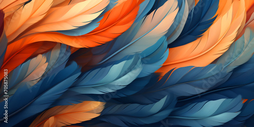 Abstract background made of colored feathers.