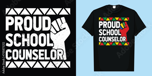 Proud School Counselor Africa Pride Black History Month T-Shirt, Proud School Counselor T-Shirt