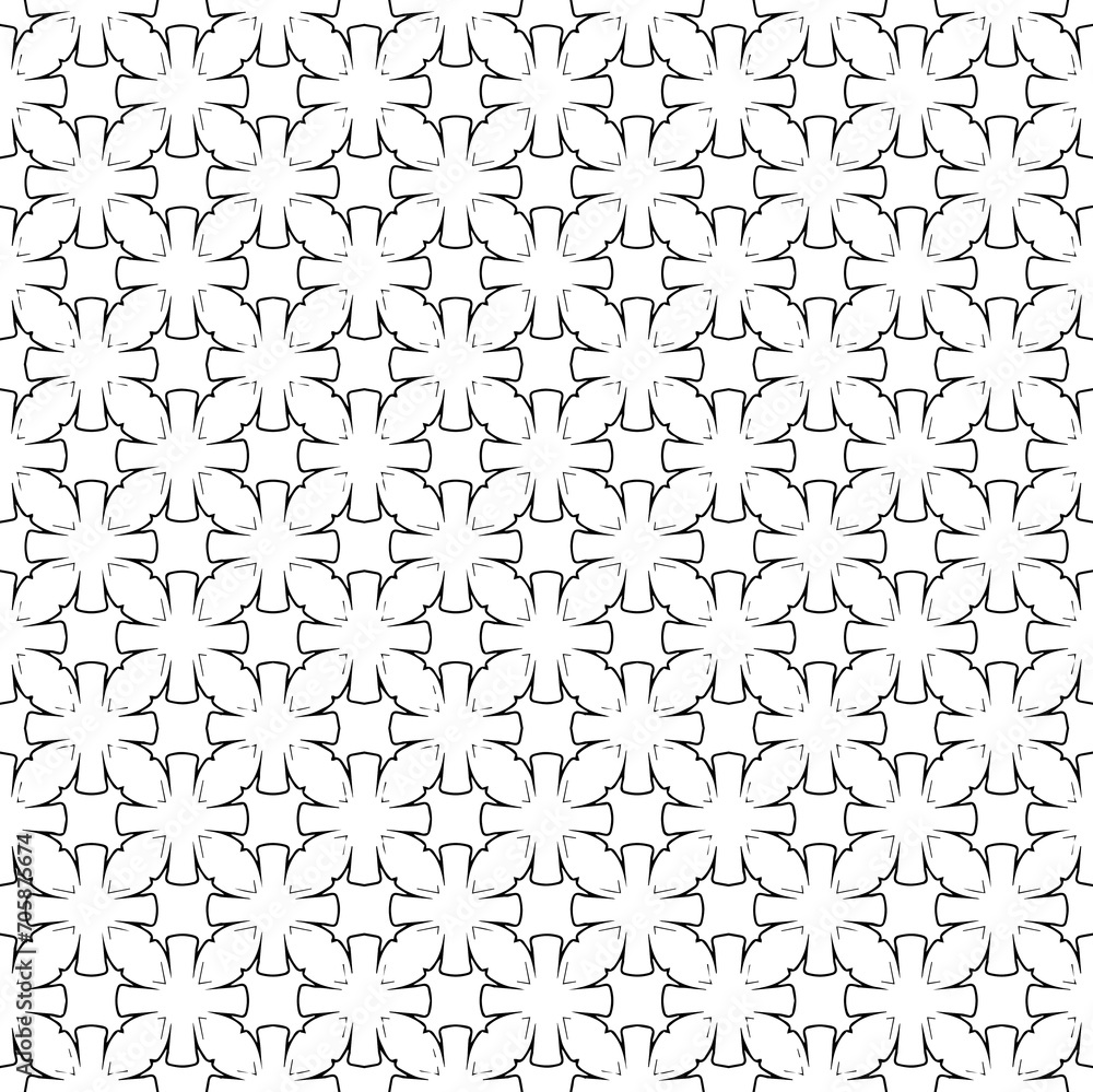 Black seamless abstract pattern. Overlay for background and backdrop. Ornamental design. PNG graphic illustration with transparent background.