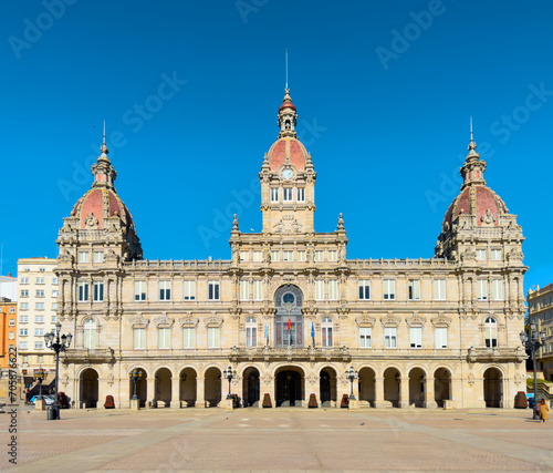 La Coruna City town hall in Maria Pita Square, Galicia Spain. High quality photo