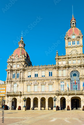La Coruna City town hall in Maria Pita Square, Galicia Spain. High quality photo