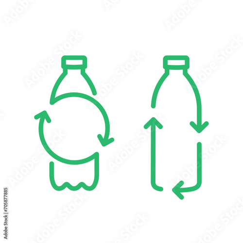 Recycle plastic bottle icon. Pet bottle with arrows recycling sign vector illustration
