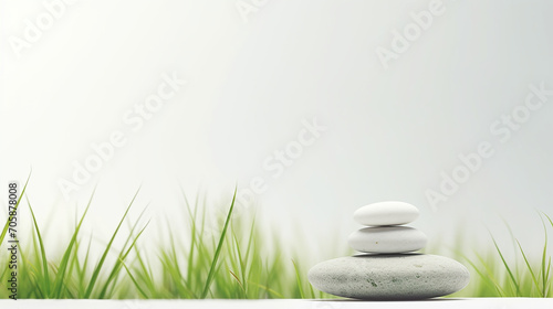 Zen Steine Gräser Meditation Wellness weiß minimalistisch 