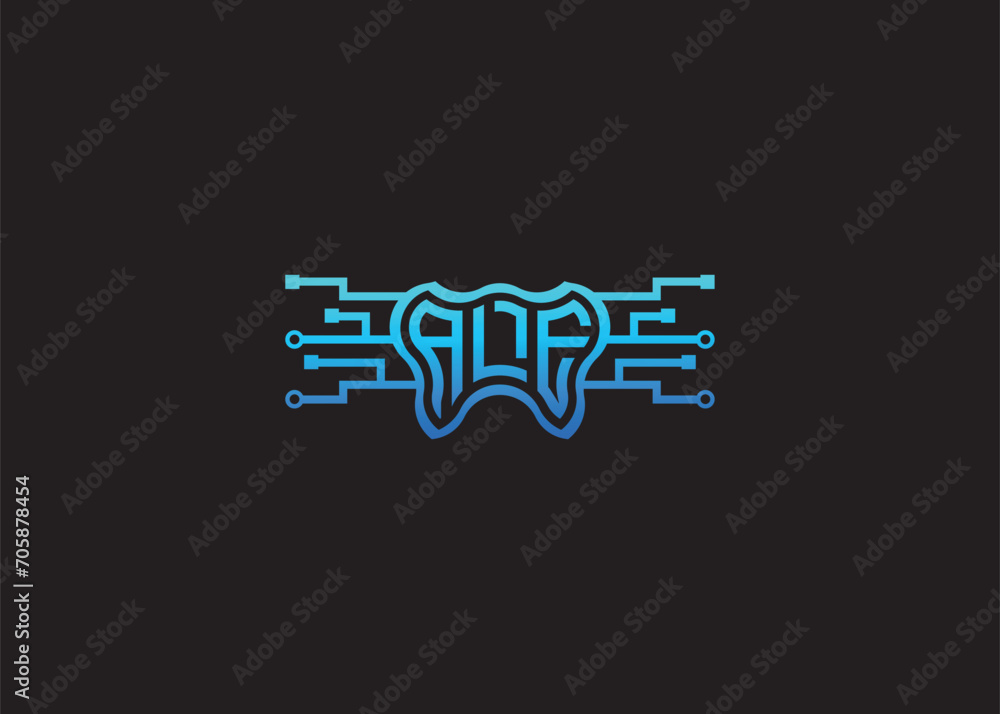 Letter ALE Modern Technology Vector Monogram Dental care shape Logo Letter ALE Modern Technology Vector Monogram Dental care shape Logo