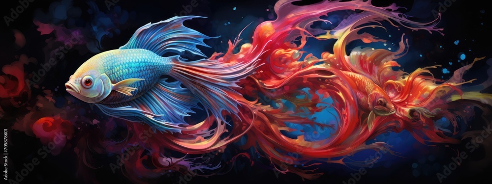 Beauty fantasy fighting fish art
