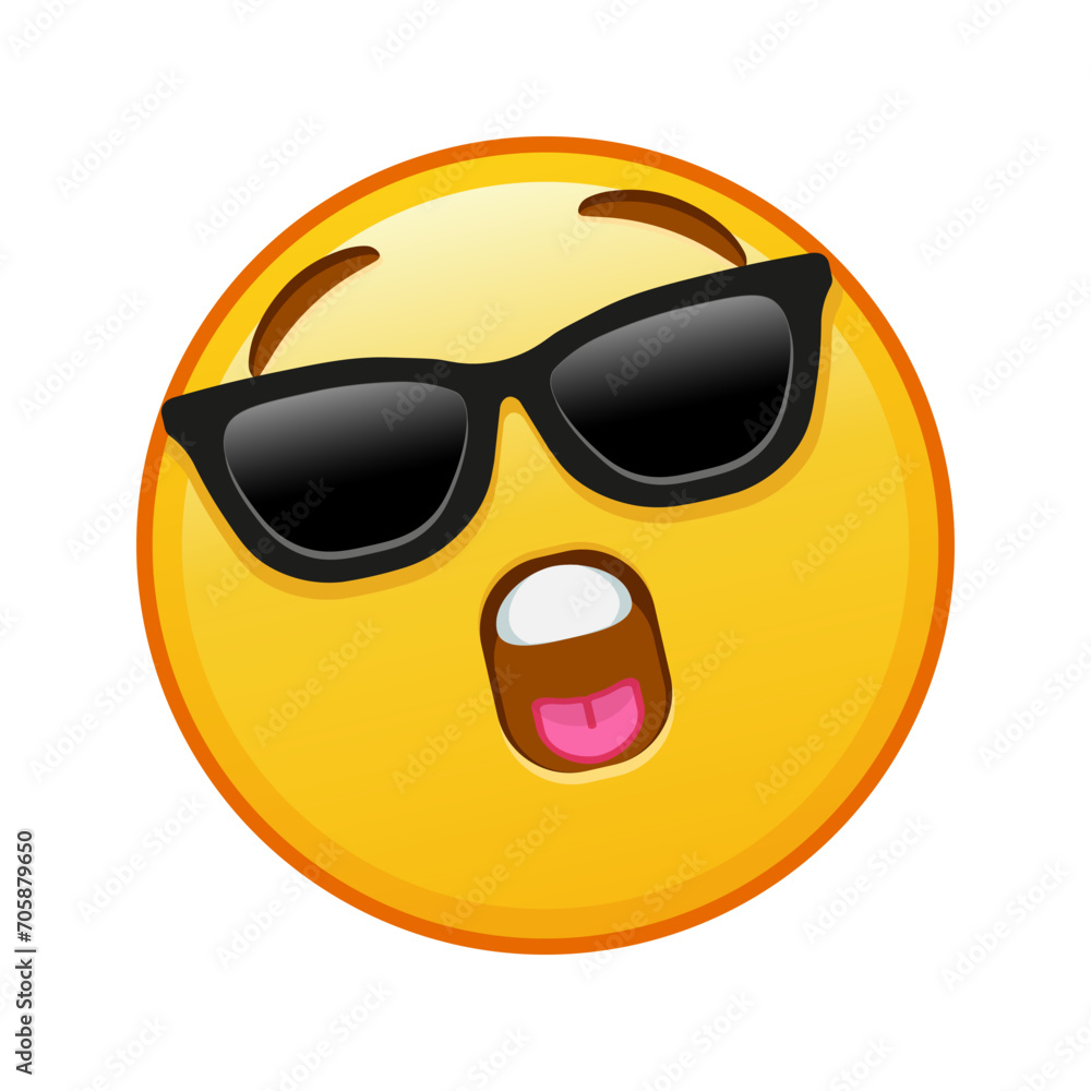 Face with open mouth with sunglasses Large size of yellow emoji smile Face with open mouth with sunglasses Large size of yellow emoji smile