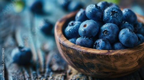 Dew-kissed blueberries in a rustic bowl capture the essence of simple, wholesome food.