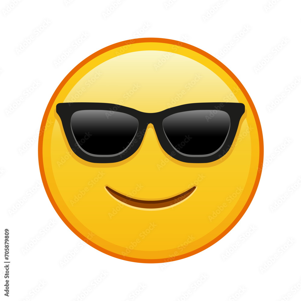 Slightly smiling face with sunglasses Large size of yellow emoji smile