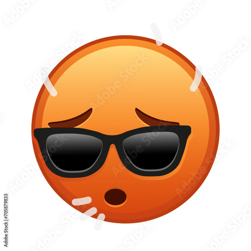 Sweaty face with sunglasses Large size of red emoji smile