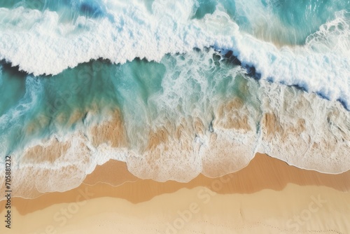 Top view of the sea coast with rolling turquoise wave, sea travel and tourism, banner © pundapanda