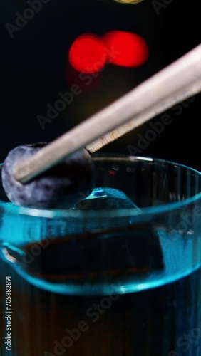 Blue drink cocktail macro blubery ice  photo