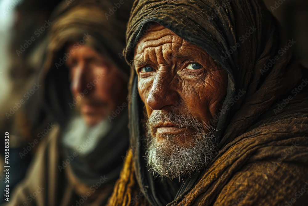 Weathered Elder with Intense Gaze. Weathered Elder with Intense Gaze.